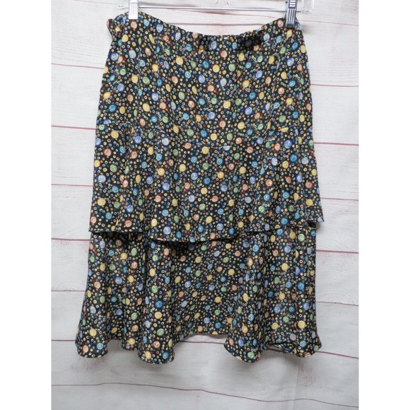 Vintage Leslie Fay 12 Petite 80s 90s Two Piece Abstract Dress Layered Skirt - Picture 11 of 12